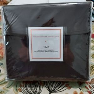 New King Size Sheet set American Home Collection Brown